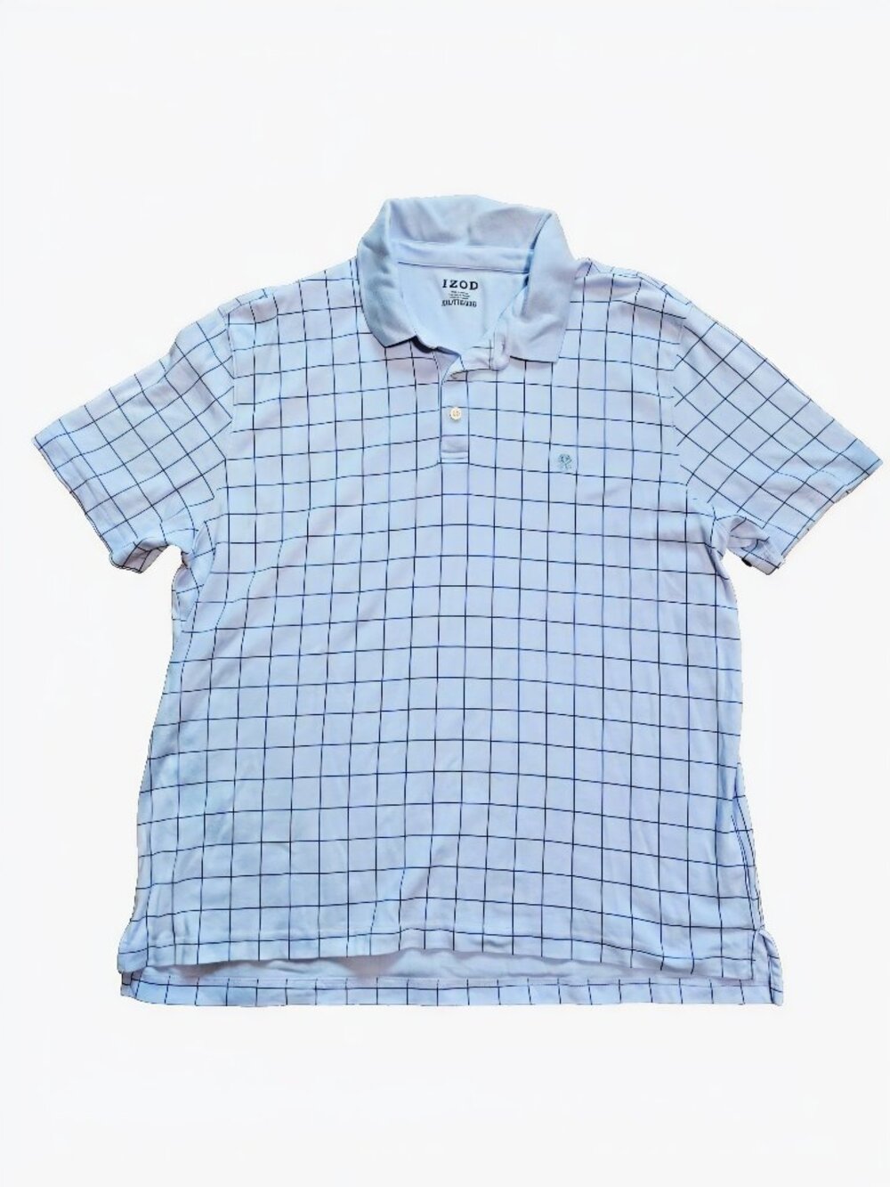 IZOD Men's Windward Interlock Windowpane Soft Touch Polo - Clear Air Blue XXL
